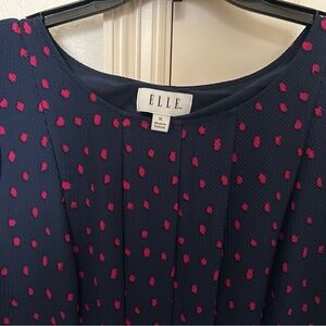 Elle Navy and Pink Polka Dot Dress, Size XL
